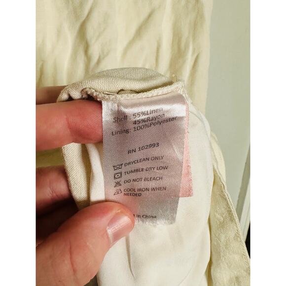 DEREK LAM 10 CROSBY x RTR Off White Linen Blend Crisp Apron Dress Size 44 - Picture 9 of 12